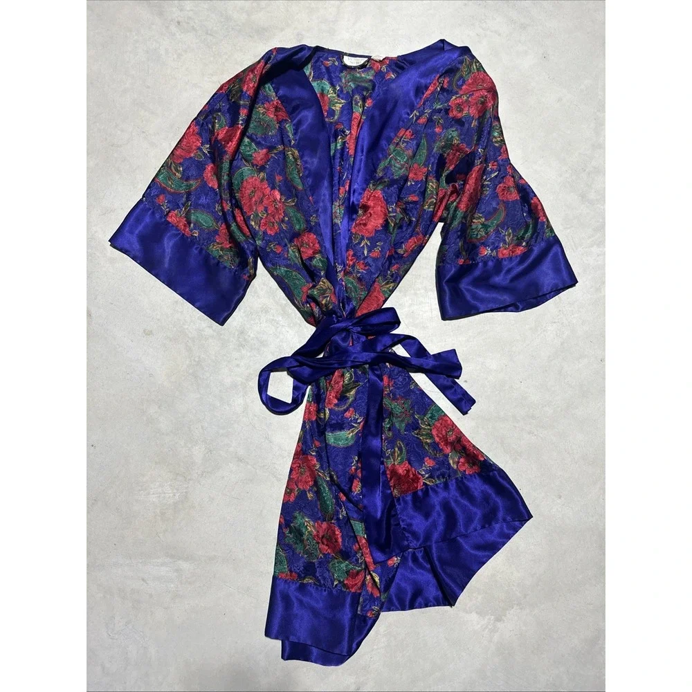 1990s Y2K Hollywood Victoria Secret Vintage Floral Longe Robe Women's SZ M/L